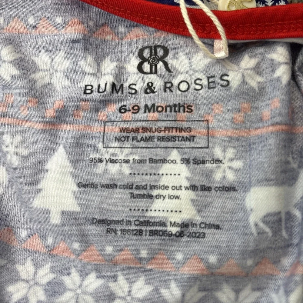 Bums‎ And Roses Footed Sleeper Pajamas Bamboo PJs 6-9 Months Winter Scene